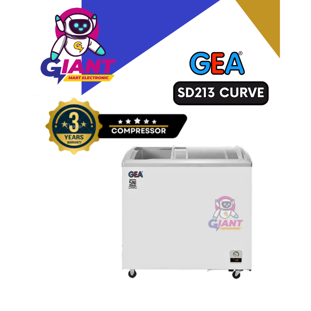 SLIDING CURVE GLASS FREEZER GEA SD213 / SD-213 | 213 LITER
