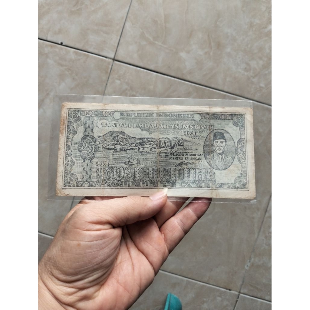 25 sukarno seri ORI rp25 rupiah Soekarno hijau 1947 awal merdeka