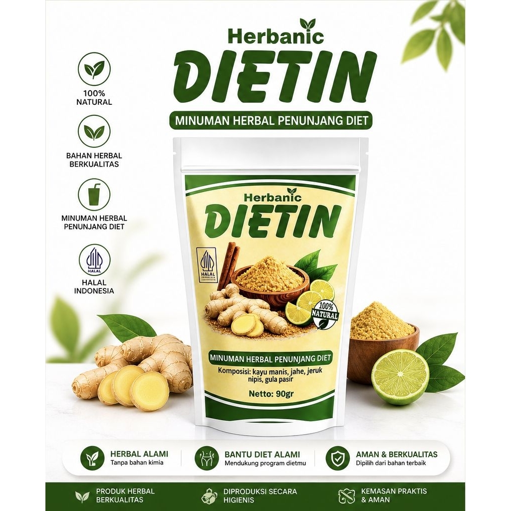 Herbal Dietin by Herbanic Jahe Kayu Manis Jeruk Nipis Penunjang Diet Sehat Minuman Detoks Detox