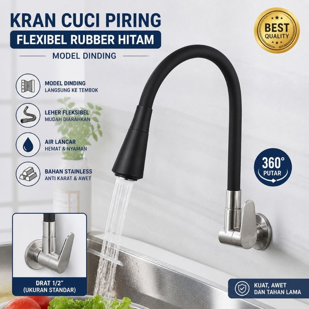 Kran cuci piring _Kran cuci piring karet hitam _Kran dapur