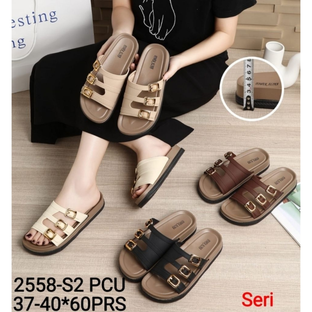 Sandal karet wanita jely gesper sandal wanita breslin 2558