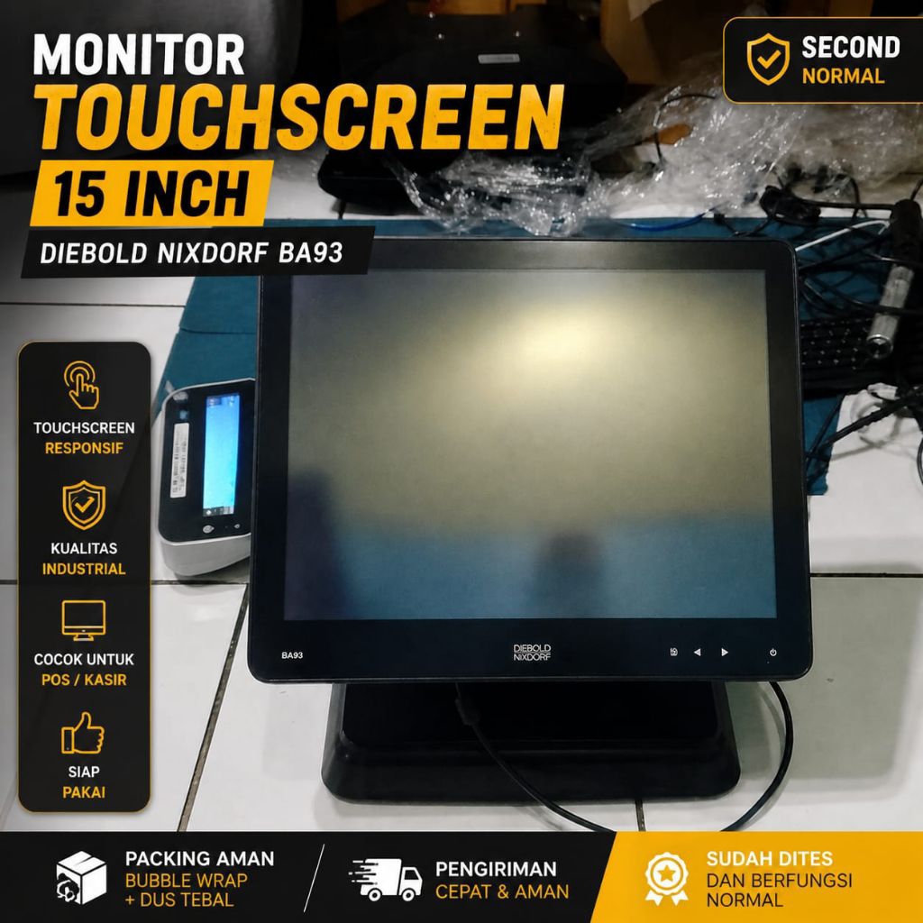 Monitor Touchscreen 15” Diebold Nixdorf/DN – Original Second – Dudukan Custom