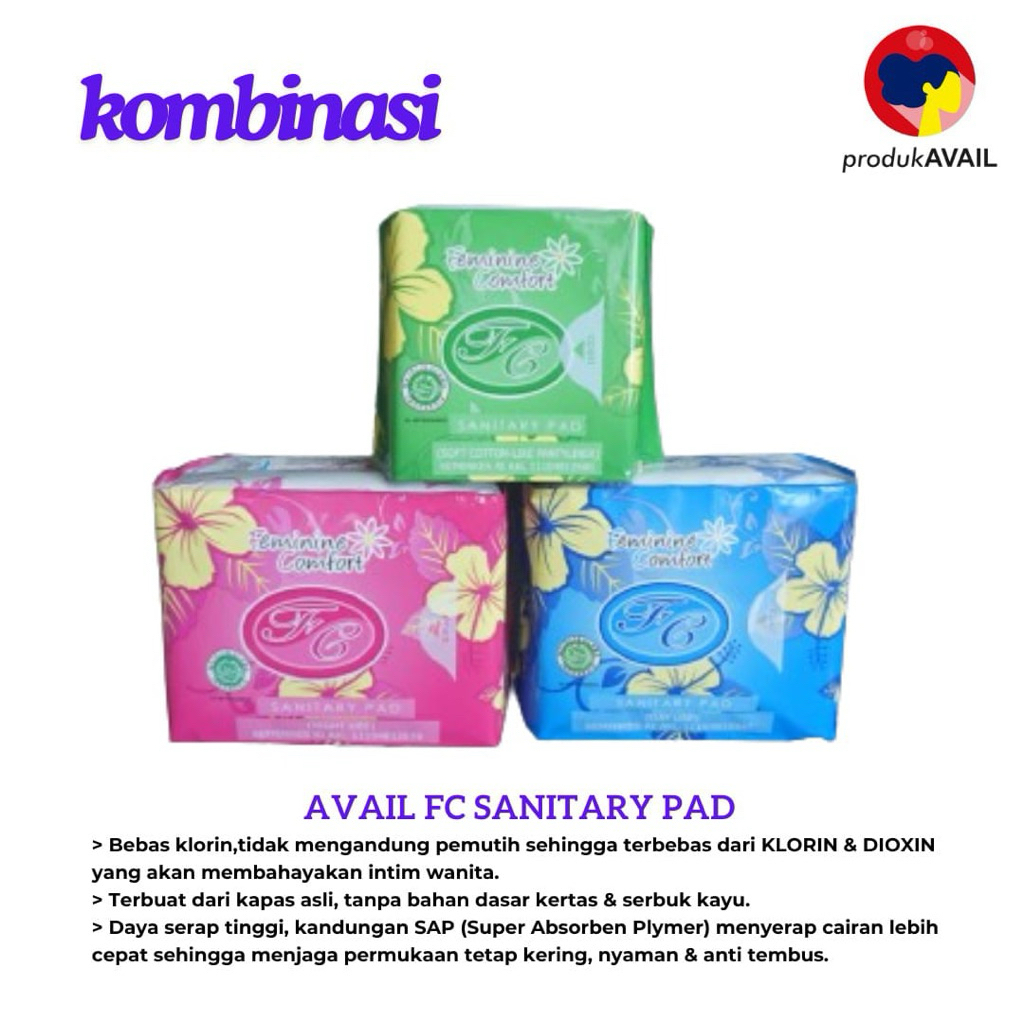 Avail Pembalut Herbal | Avail Pantyliner ( Hijau ) | Avail Day Use ( Biru ) | Avail Night Use ( Pink