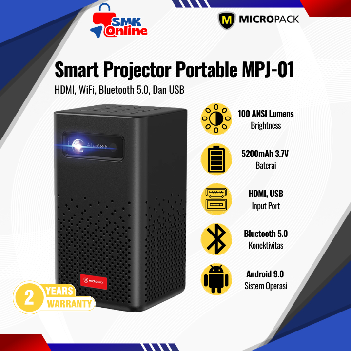Micropack Smart Projector Portable MPJ-01 MPJ 01 MPJ01 Proyektor 100 Lumens Garansi Resmi