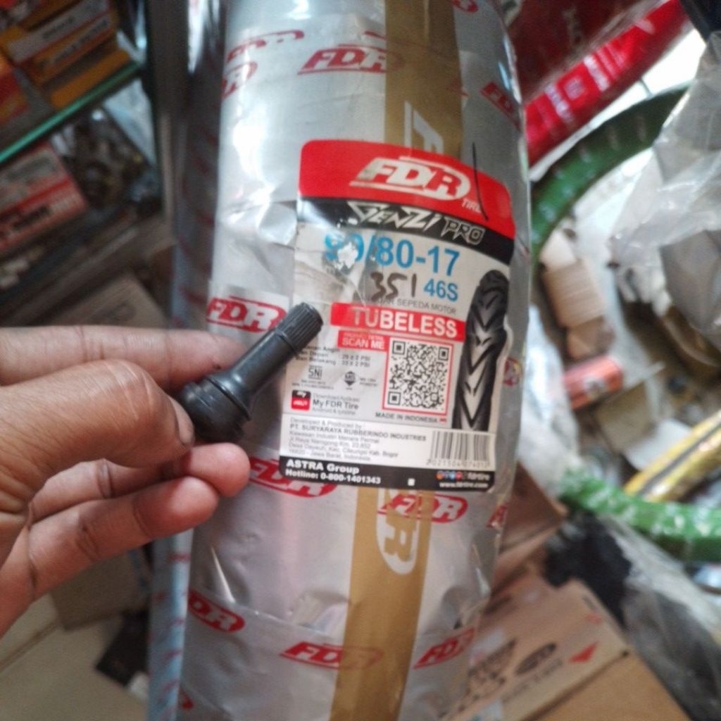 ban luar motor fdr 90/80-17+PENTIL TUBELESS tubles ring velq 17
