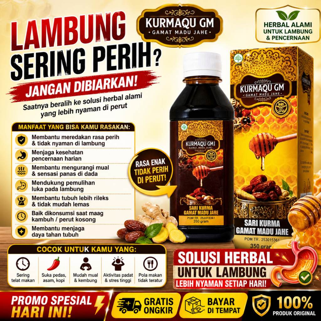 Obat Lambung Luka / Obat Asam lambung Kronis / Maag Kronis / Infeksi Lambung - Madu Herbal Kurmaqu