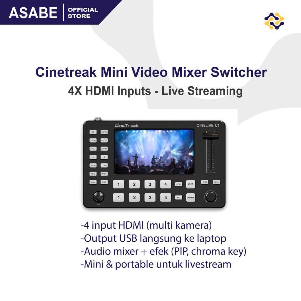 Cinetreak Mini Video Mixer Switcher 4x HDMI Inputs | Live Streaming Video Switcher | HDMI Mixer Orig