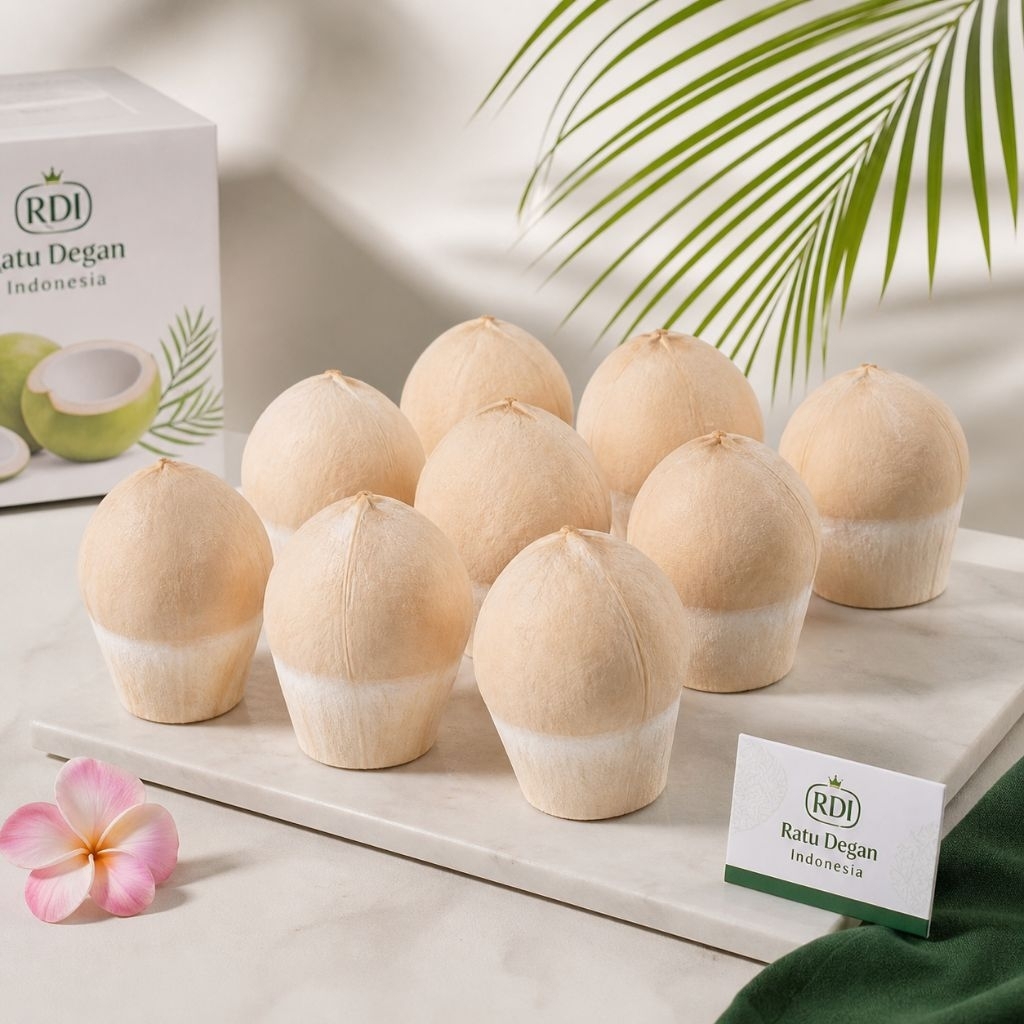 Kelapa Muda ala Thai Kupas Batok / Botak Untuk Puding atau jelly, Kue, Dessert Klapertart isi daging