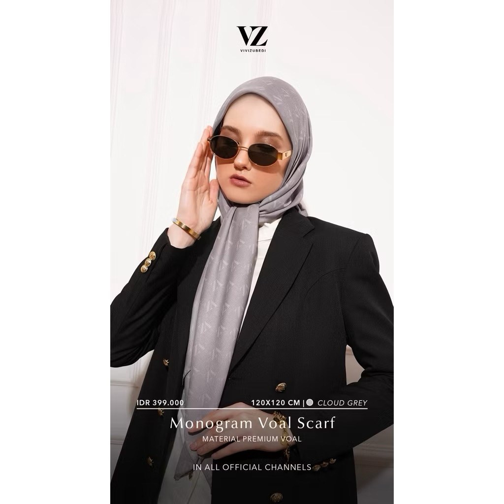 NEW VIVI ZUBEDI MONOGRAM VOAL SCARF