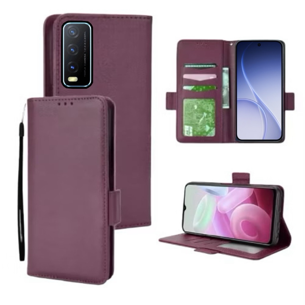 Case Hp Vivo Y12s Y20 Y20S Y20I Flip Case Dompet hp Flip Kulit Leather