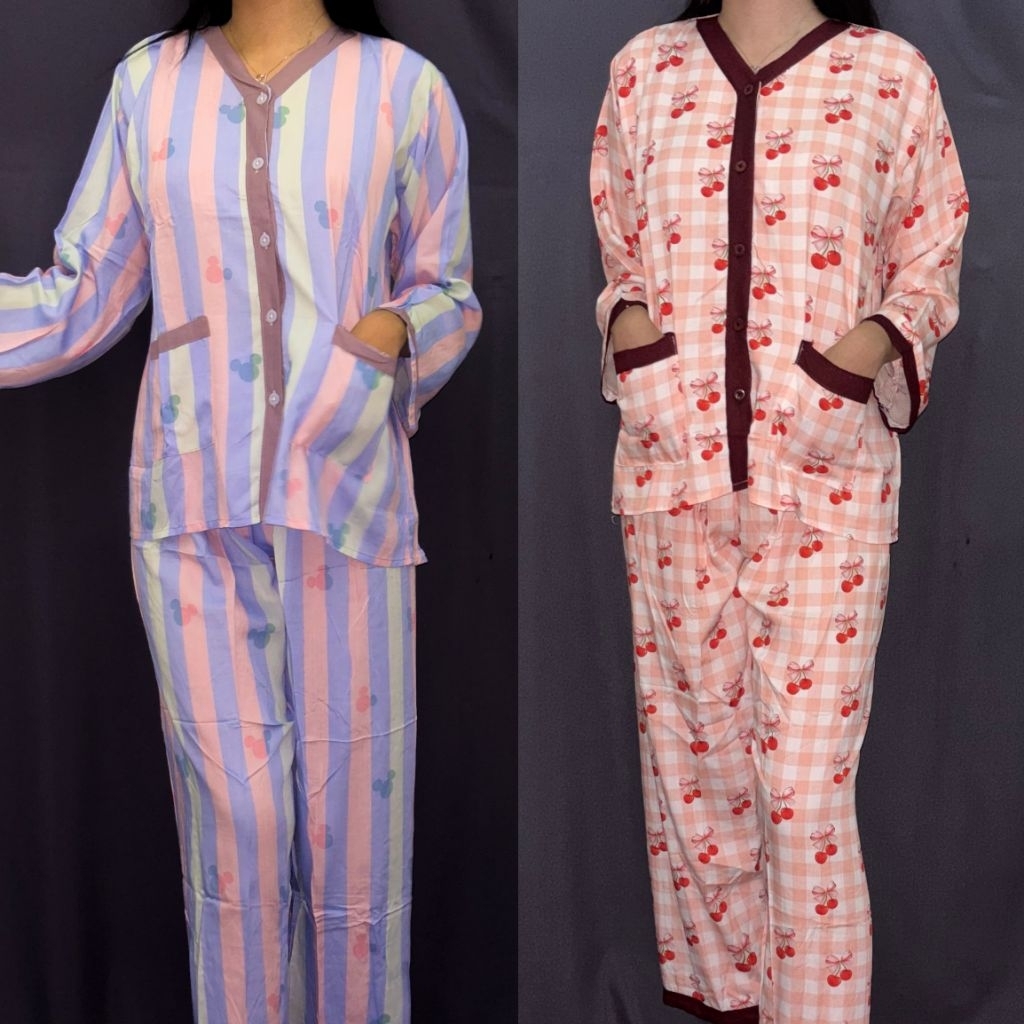 Piyama Wanita One Set Renda Adem Baju Tidur Setelan Wanita Lucu Nyaman