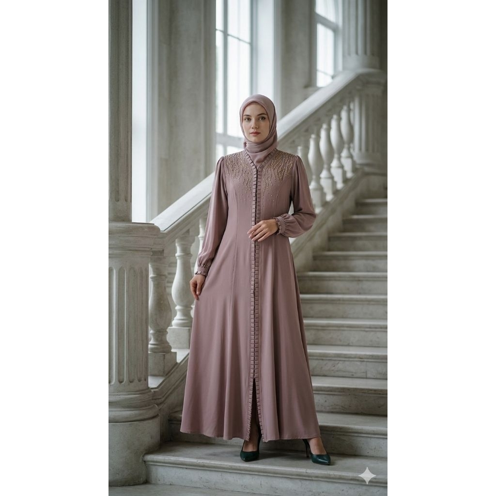 Hikmat Original Fashion A1392 - Abaya Hikmat  - Noerbutikmuslim - Gamis lebaran - Gamis Mewah - Gami