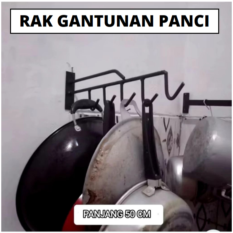 Rak besi gantungan panci wajan praktis rak gantungan dapur