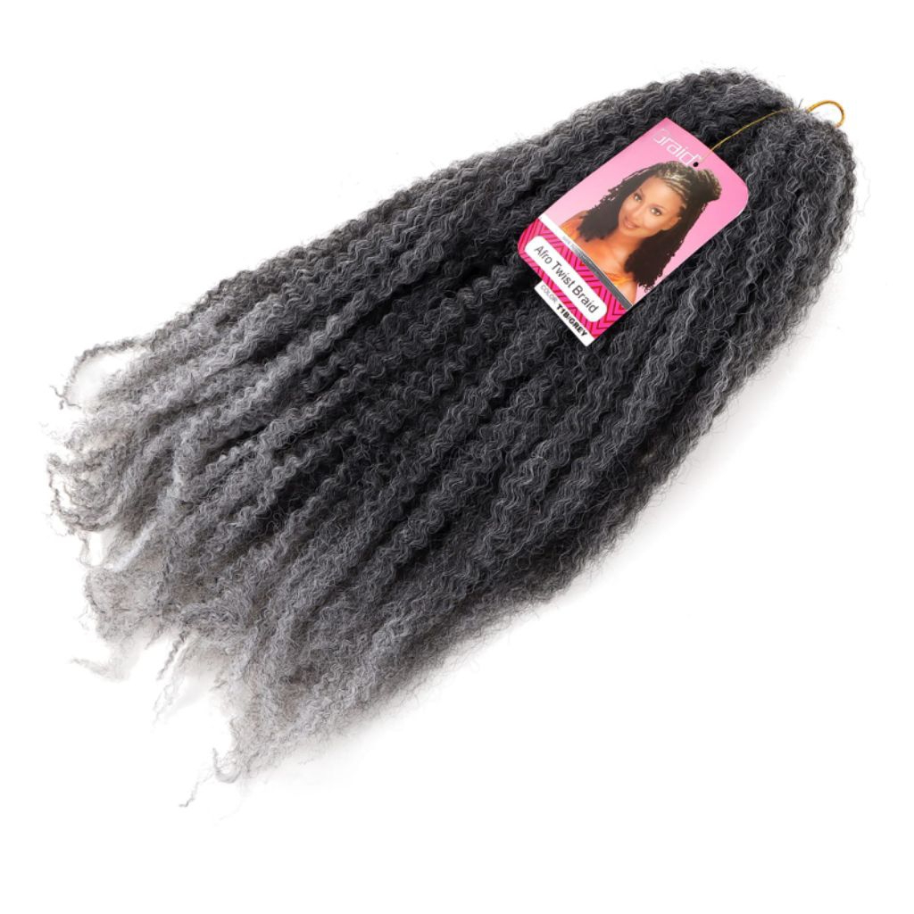 Marley Braids Gray Series - Rambut Sambung Kinky Twist Crochet Afro Warna Abu-abu Silver Ombre Premi
