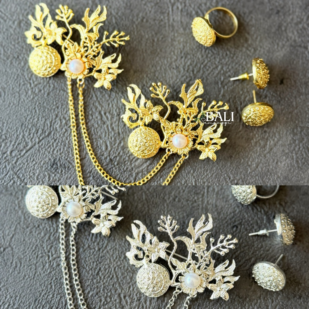Set Bros Kancing Estela Gold / Silver skrup hiasan kebaya bali