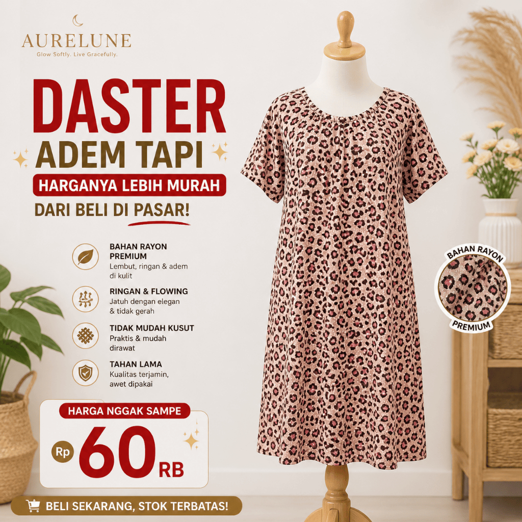 Daster Wanita Fuji Rayon Premium Kekinian Motif Leopard | Daster Remaja Ibu Rumah Tangga Kekinian Ad