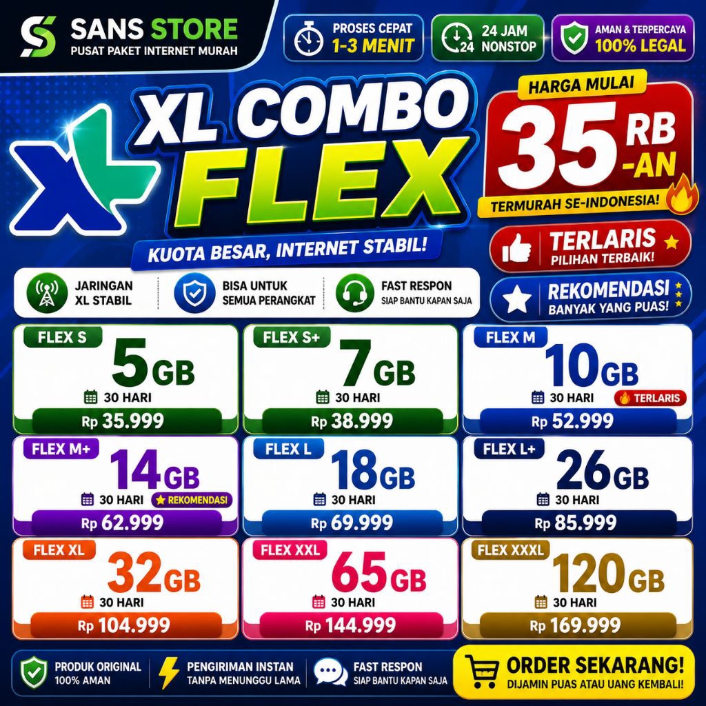 XL Combo Flex 5GB-120GB Kuota XL Murah Proses Cepat 24 Jam Sans Store