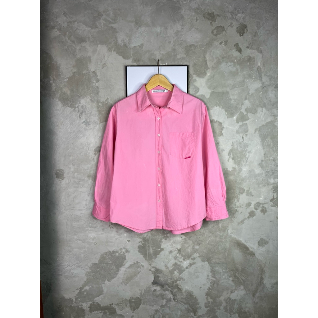 Alexander Wang S22 Pink Solid Boyfriend Minimalist Shirt