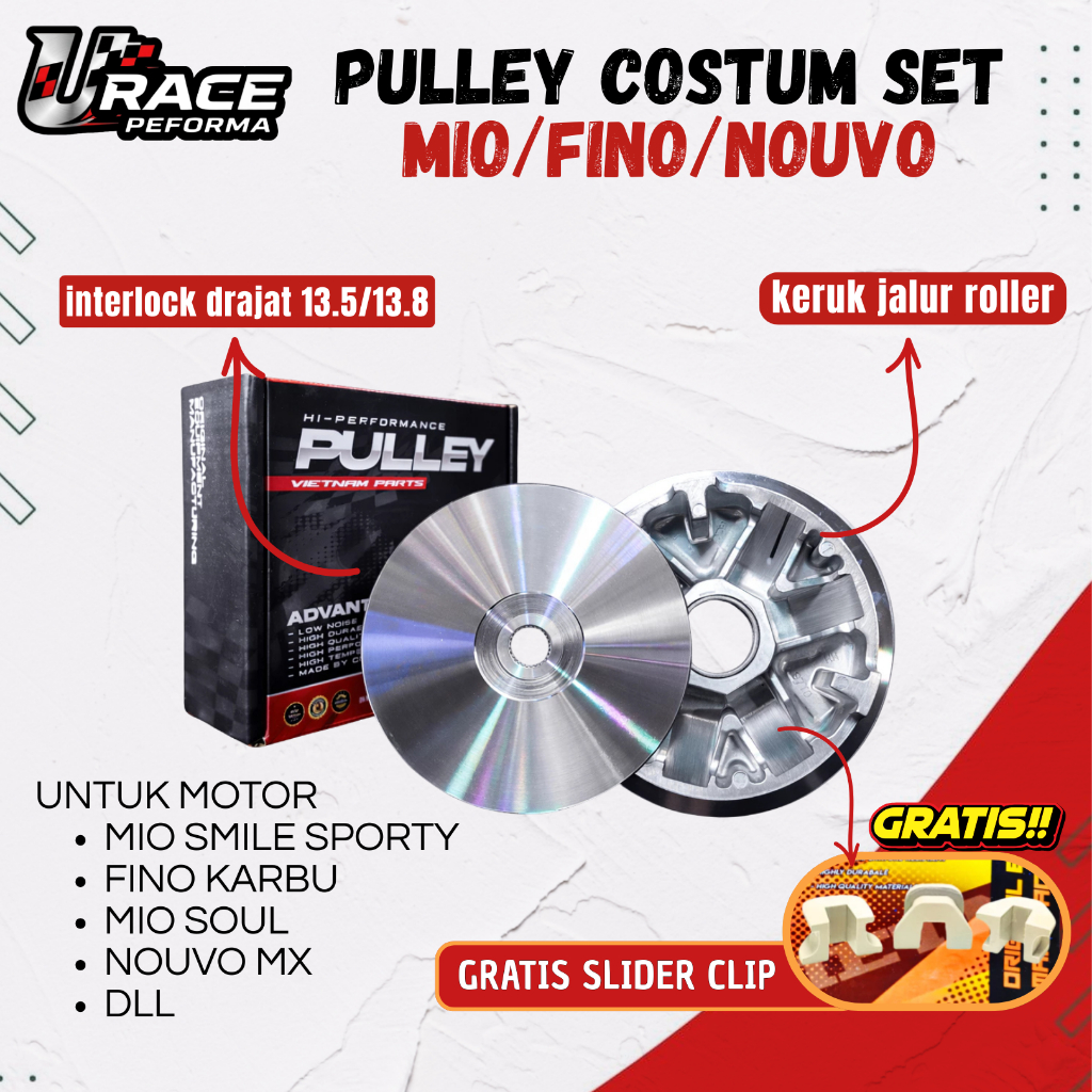 PULLY BUBUT MIO COSTUM PULLEY NOUVO RUMAH ROLLER FINO 13.5/13.8 BUBUT CNC