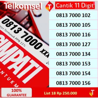 Telkomsel Nomor Cantik 4G & 5G. 11 Digit Free 3GB 6