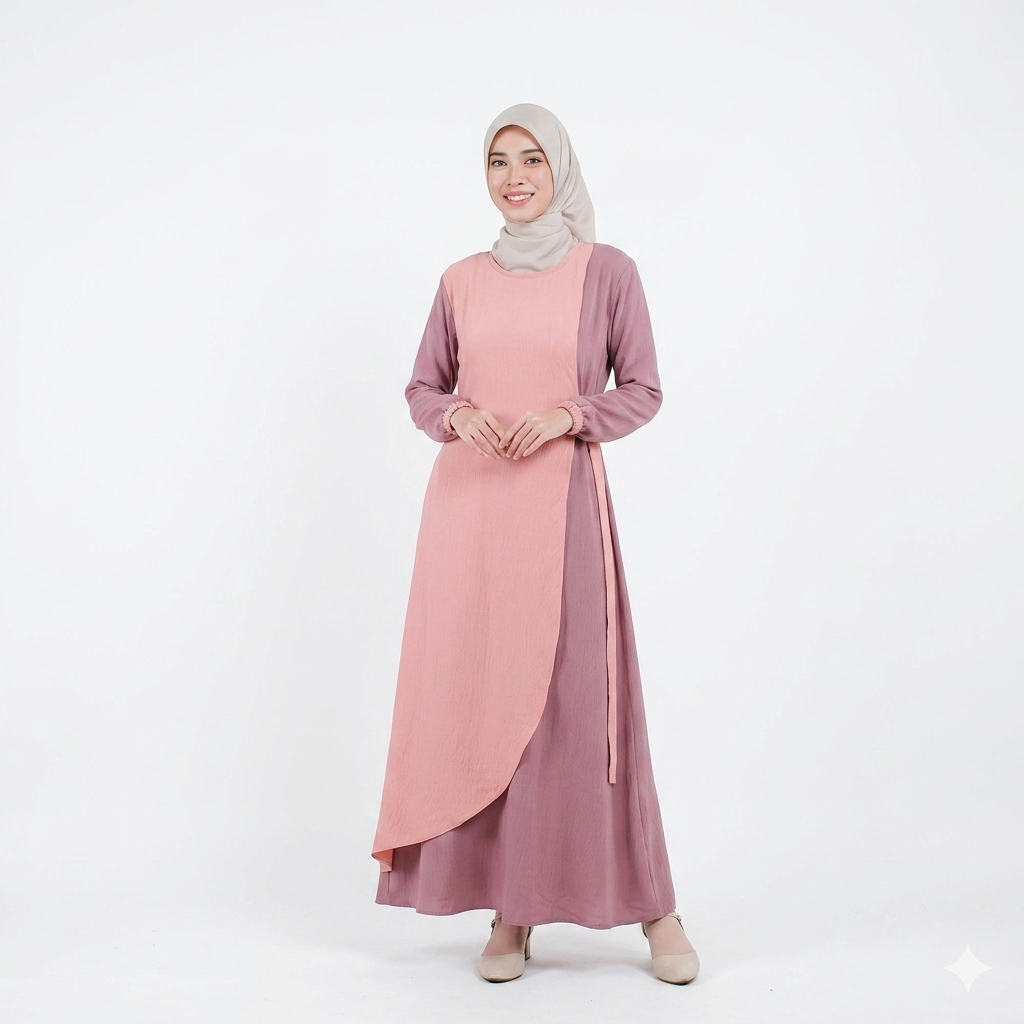 Diayu Gamis Kombinasi Polos Remaja Muslimah Syari
