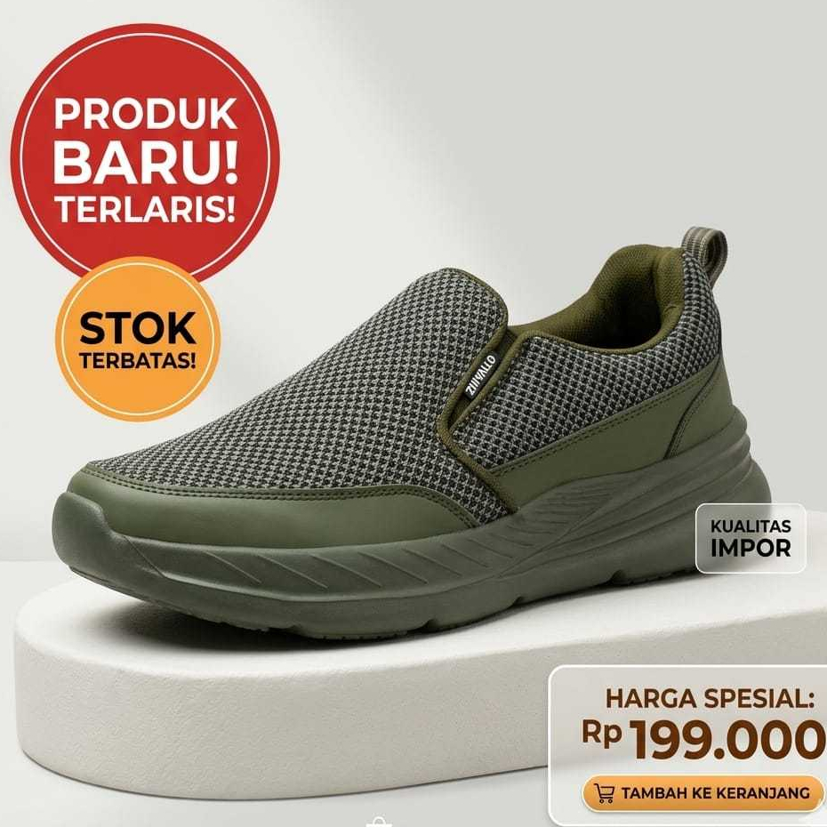 Sepatu Sneaker Pria Sepatu Slip On Tanpa Tali Cowo