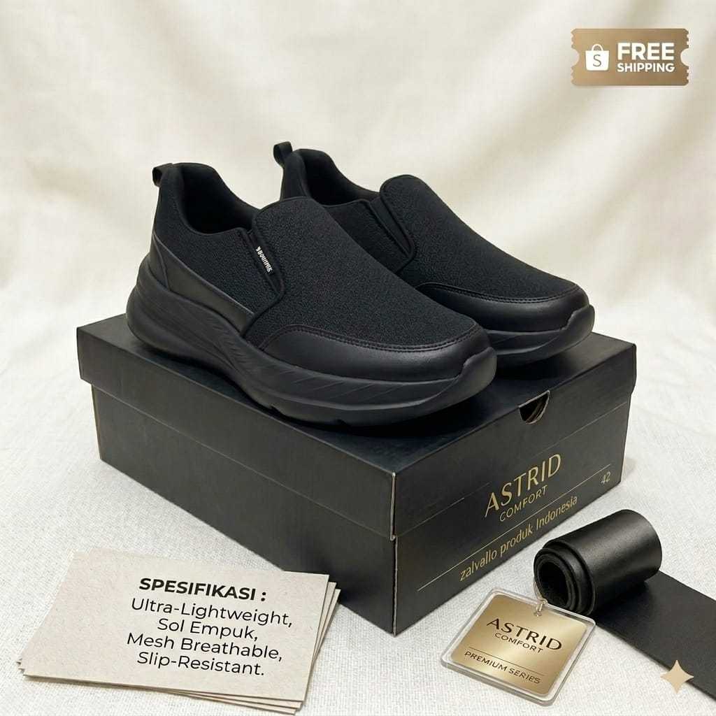 Sepatu Sneaker Pria Sepatu Slip On Tanpa Tali Cowo