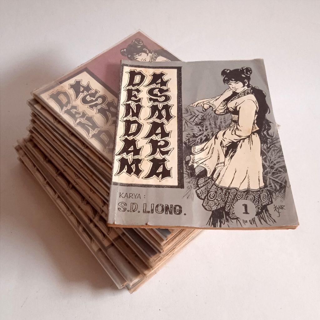 Antik Vintage Buku Cersil Lama Pretelan Dendam Asmara - S.D.Liong 14 Buku Jilid 1-14 Urut Layak Kole