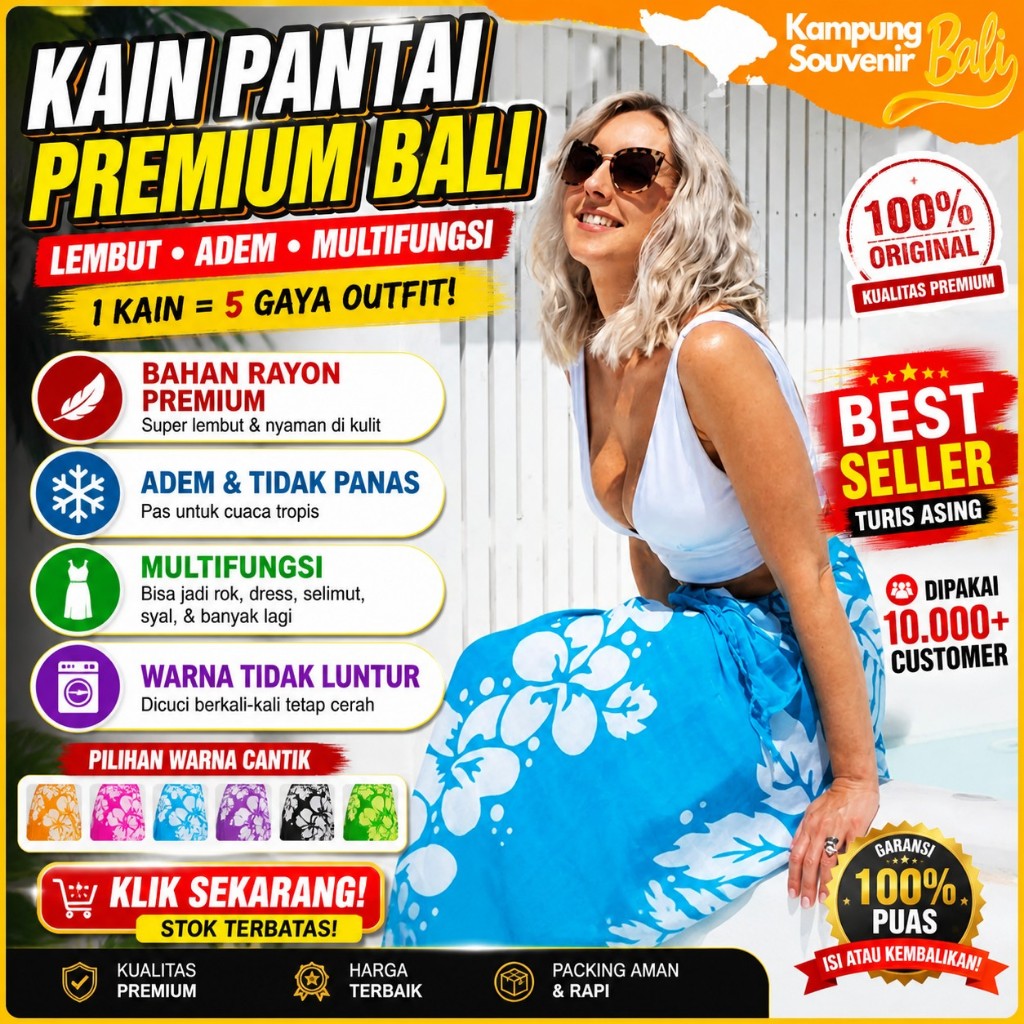 Kain Pantai Bali Sarung Rayon Jumbo Motif Tebal Adem Oleh Oleh Khas Bali Kain Bali Murah Grosir