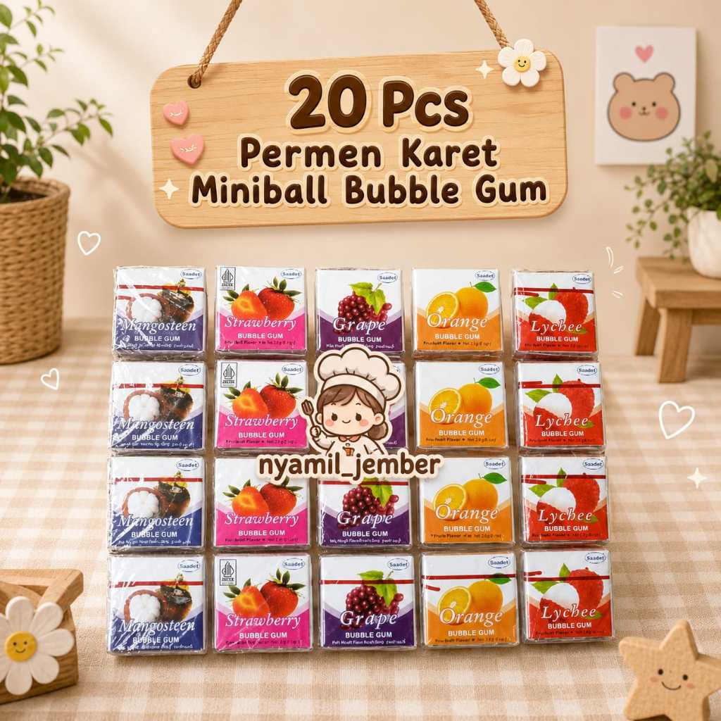 (20 PCS) PERMEN KARET MINIBALL BUBLLEGUM