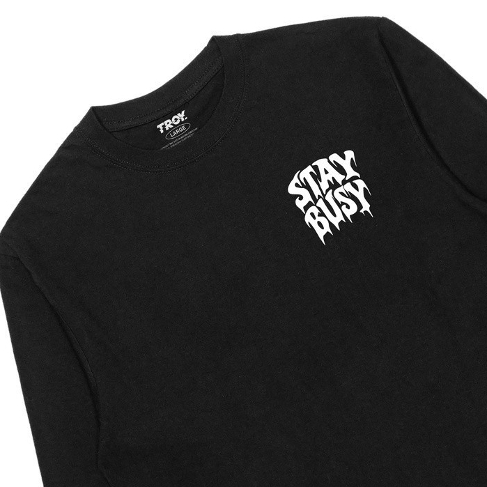 Troy Company Kaos Pria Lengan Panjang Hitam - Stay Busy Flat Longsleeve Tshirt Black LSD 2223