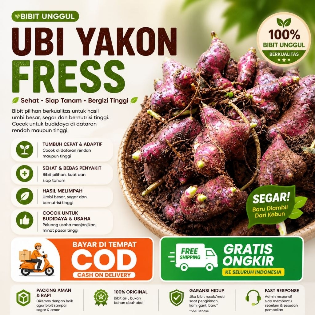 Bibit Rimpang Ubi Yakon Asli Termurah | Bibit Tanaman Yakon Siap Tanam | Umbi Yakon Berkualitas
