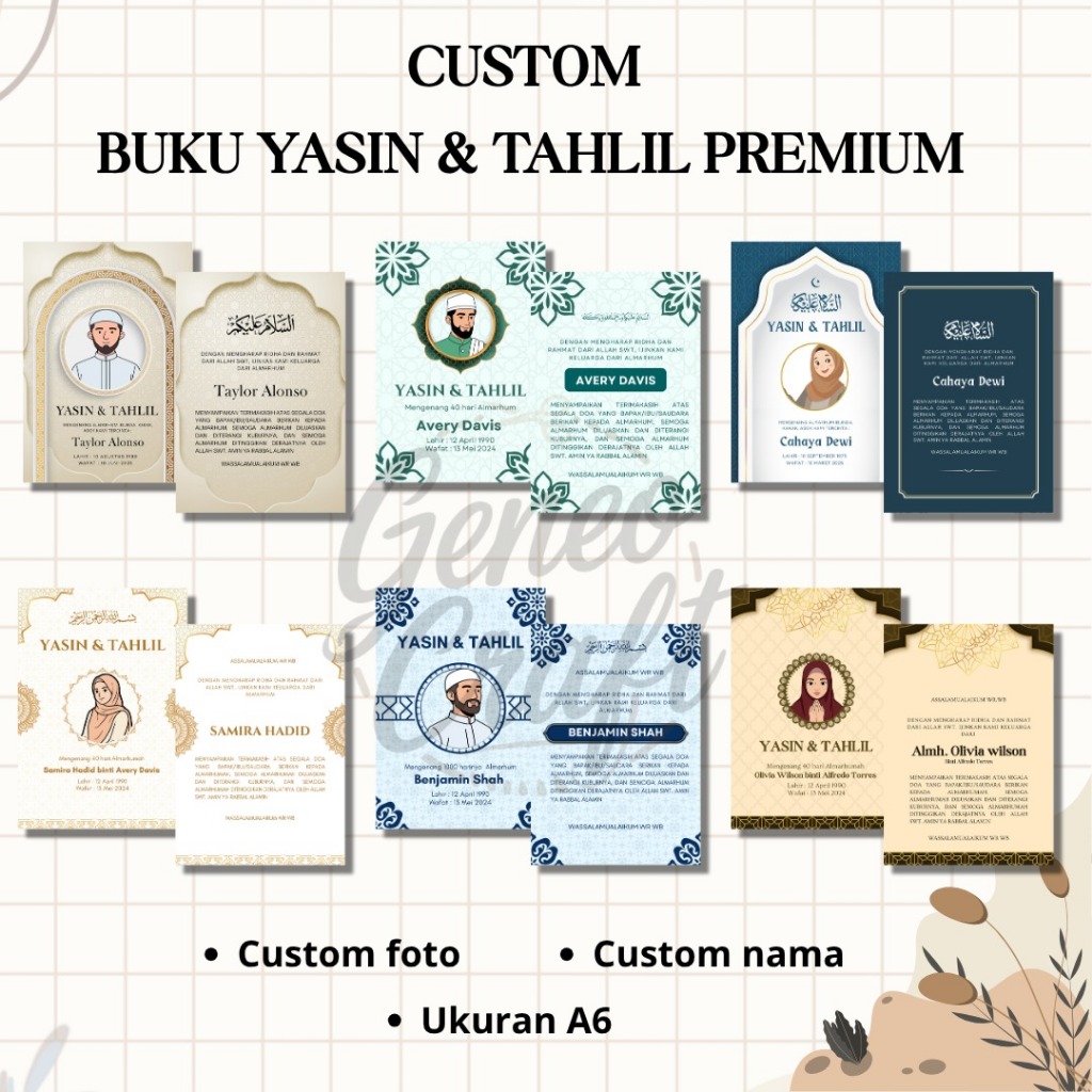 Buku Yasin Tahlil Custom A6 Souvenir Tahlilan Haul Murah Bisa Foto & Nama