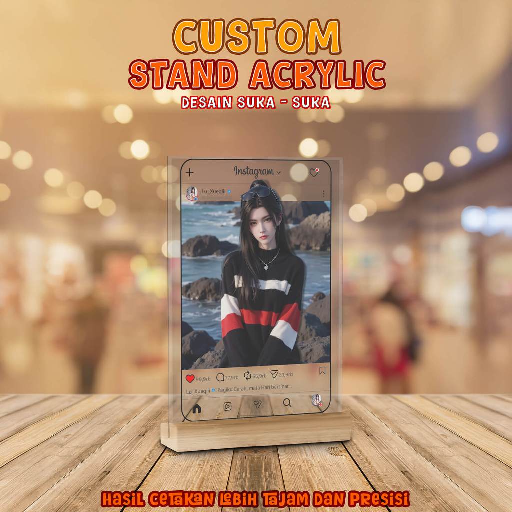 Kado Akrilik LED Custom Model Polaroid Akrilik Lampu Tidur LED Cocok untuk Hadiah Pacar Wisuda Ultah