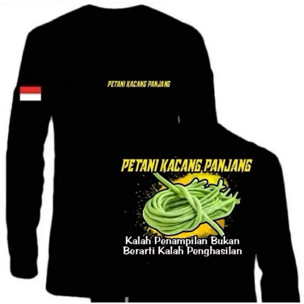 KAOS DISTRO PRIA LENGAN PANJANG PETANI KACANG PANJANG