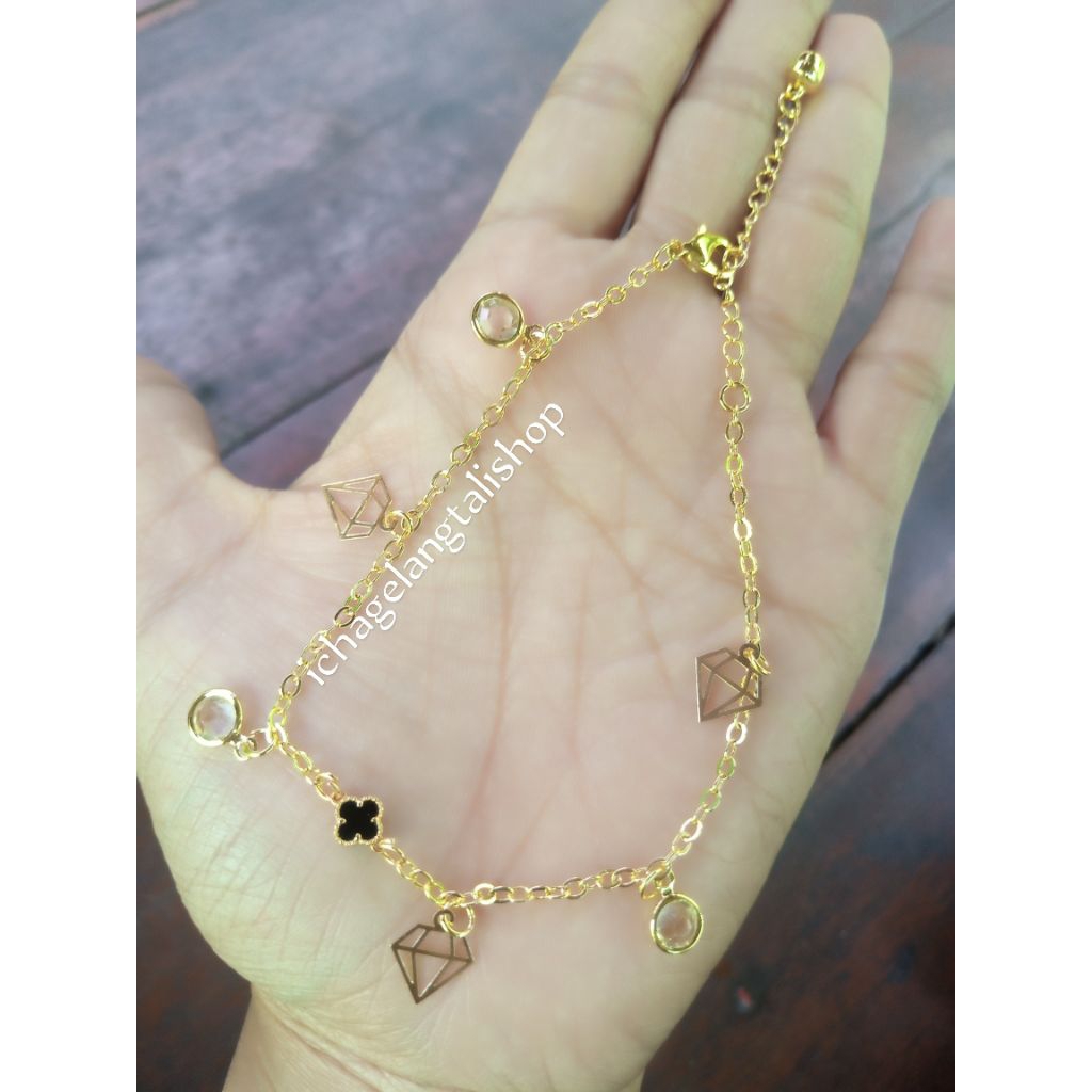 gelang kaki rantai variasi clover 0, 2 gram Semar Nusantara