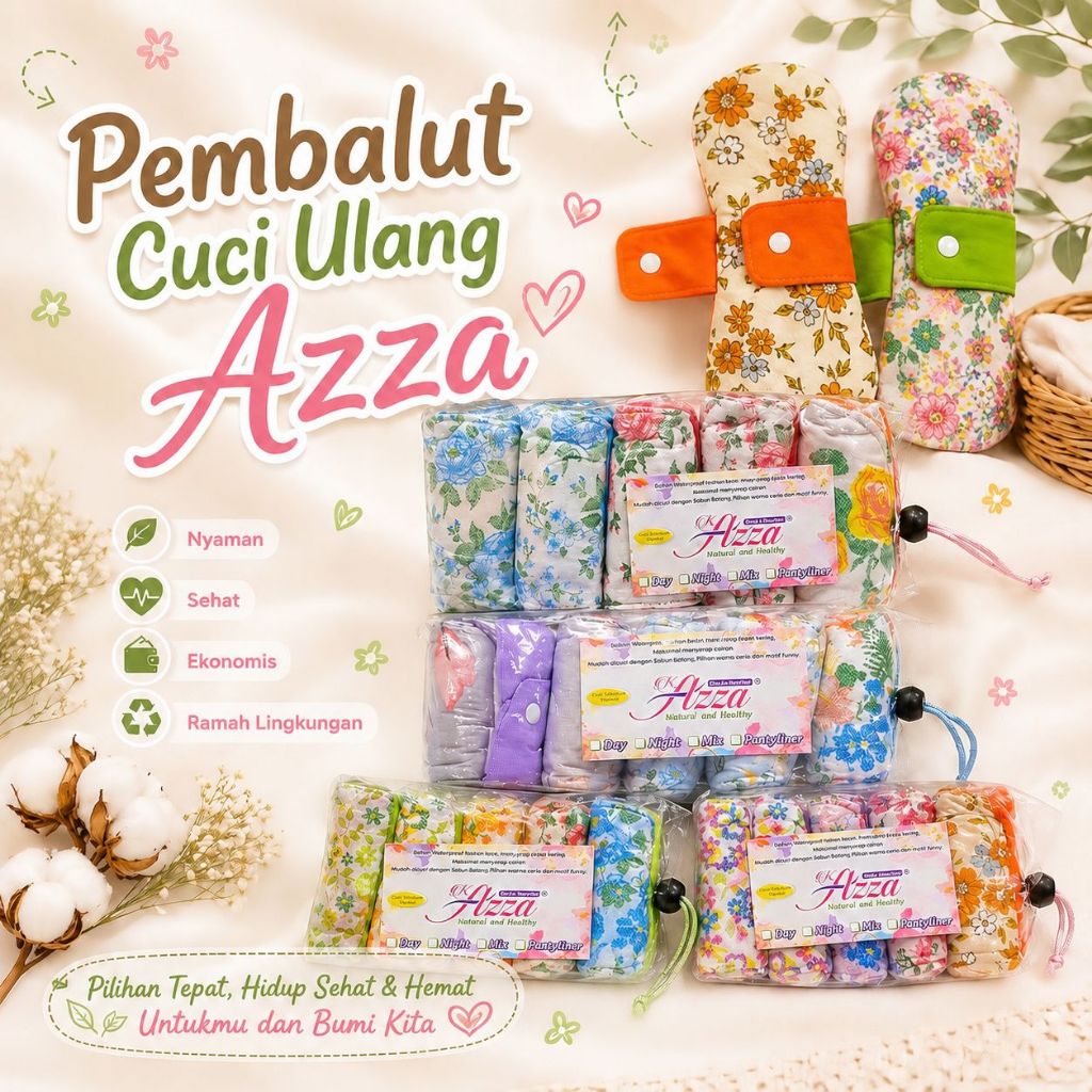 (6pcs) Pembalut Kain Cuci Ulang/Menspad Kain/pembalut kain cuci ulang isi 6