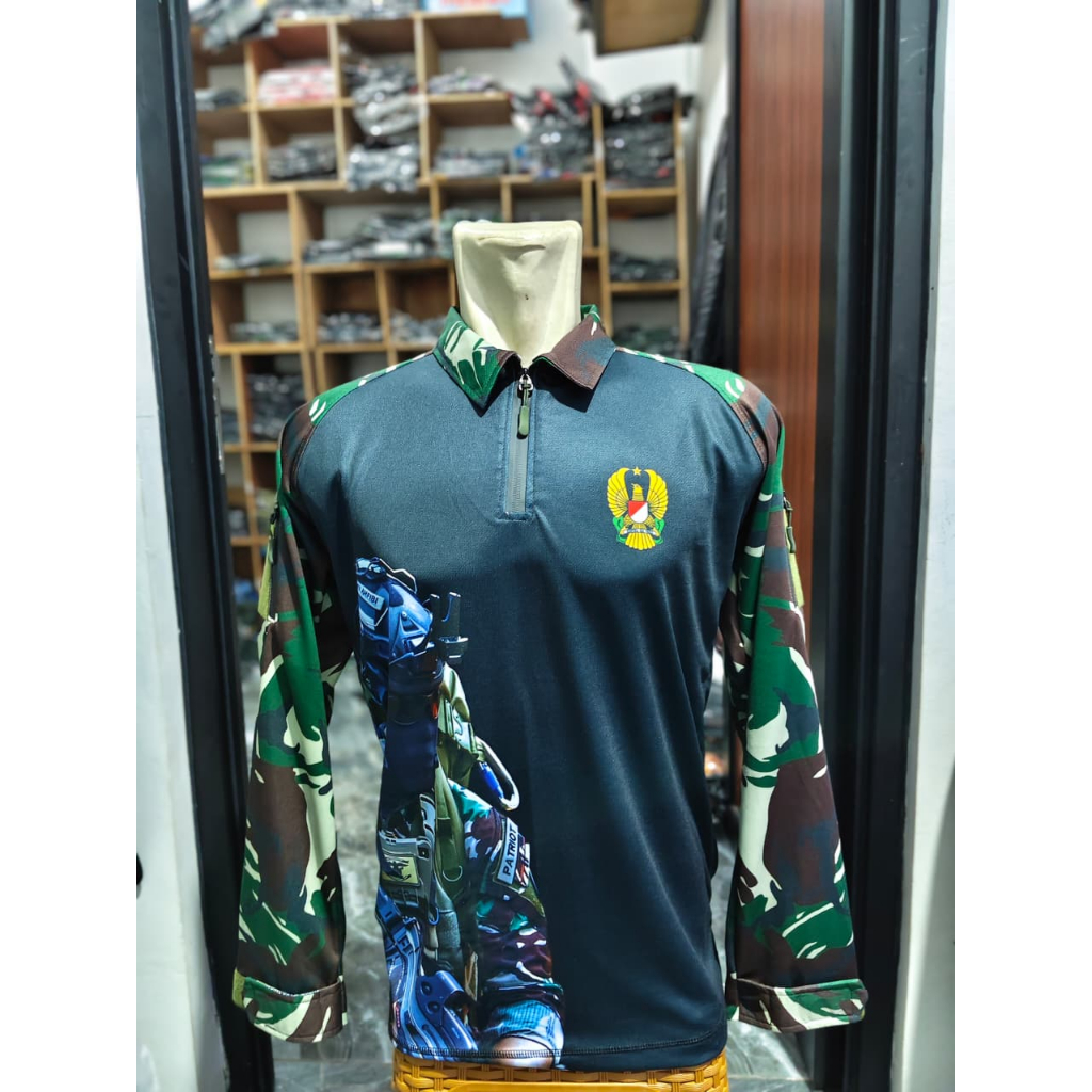 KAOS BDU LORENG TNI AD BAHAN DRY FIT FULLPRINTING