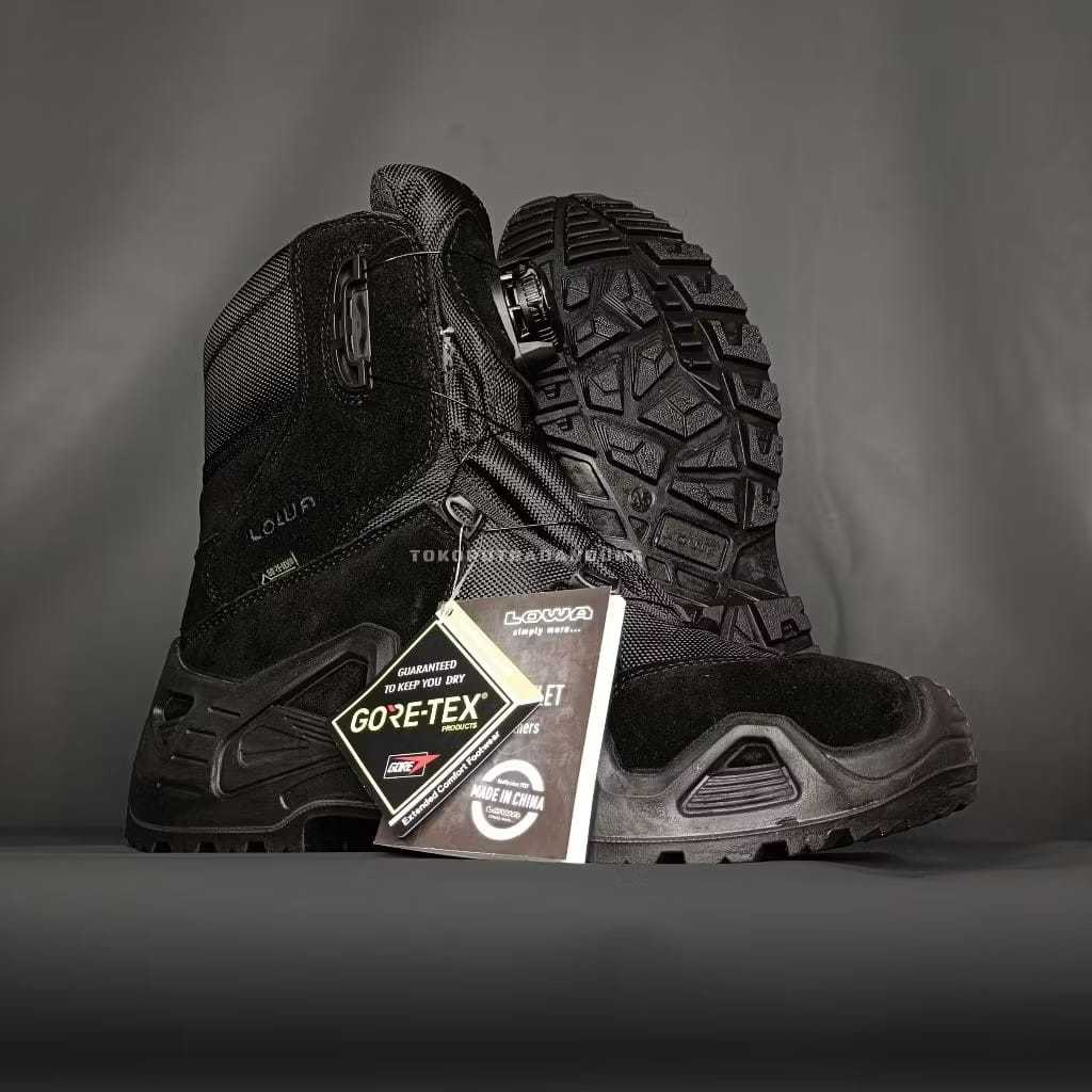 Sepatu Boots PDL Lowa 8 Inch Tali Putar Anti Slip Hitam black