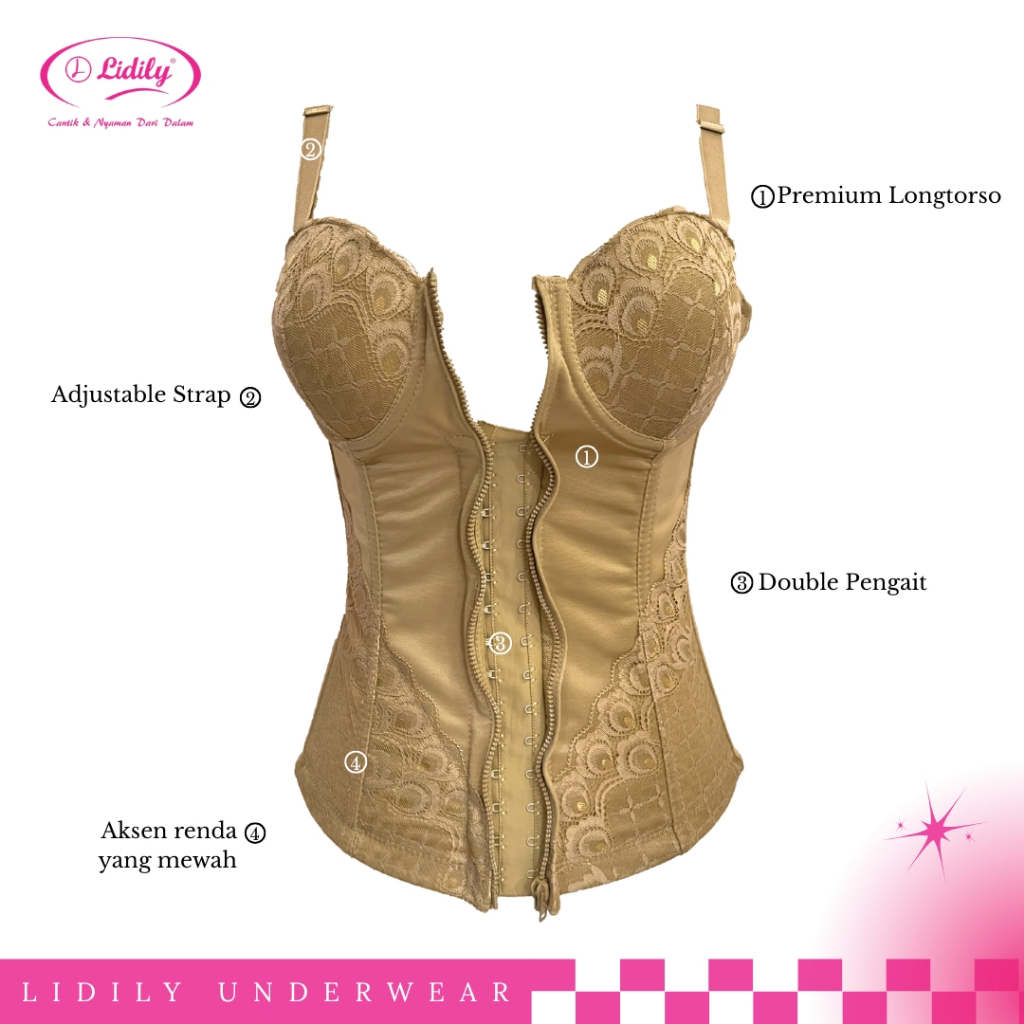 LYDYLY - Longtorso Kebaya Elegan Premium Renda Premium | Corset Pelangsing Dalaman Kebaya