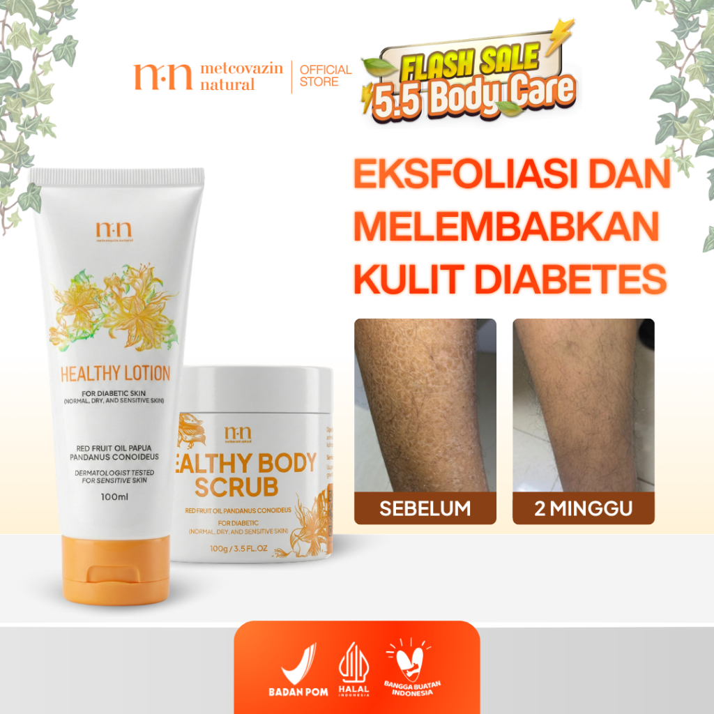 Paket Bundling Body Care Lotion (Pelembab) & Lulur Buah Merah Papua - Perawatan Kulit Diabetes, Keri