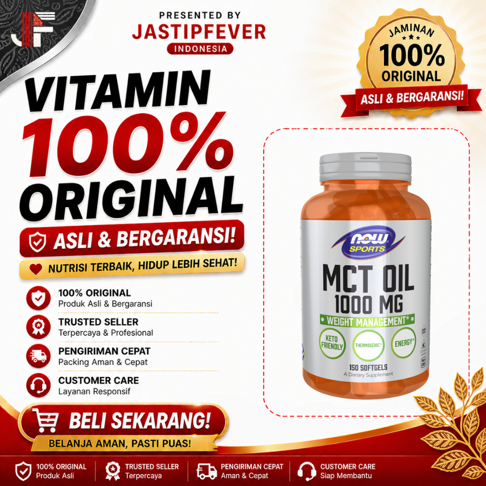 NOW Foods Sports MCT Oil 1000mg 150 Softgels | Suplemen MCT Oil Keto Friendly USA