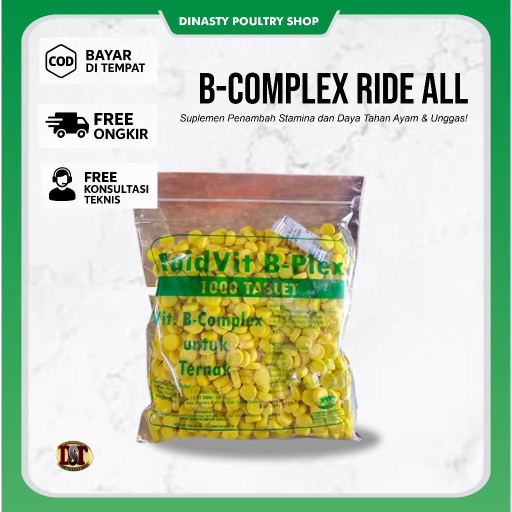 B Complex Ride All 1000 Tablet Vitamin B Complex Ternak Ayam Unggas Penambah Stamina Nafsu Makan