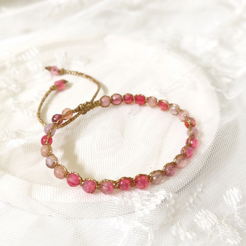 BRACELET PINK STRIPE STONES AGATE TALI SAMAPURA