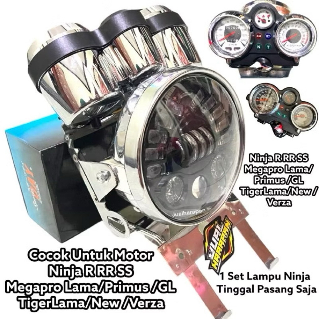 lampu ninja ss r set daymaker 19 led pnp tiger megapro gl / kupingan tiger lama tilam tirev mp model
