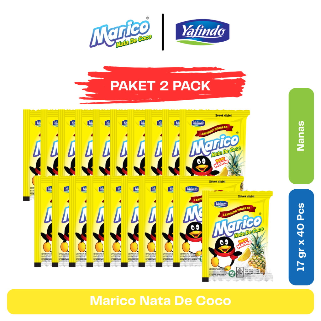 2 Pack Marico Nata de Coco - Rasa Nanas (40 Sachet)