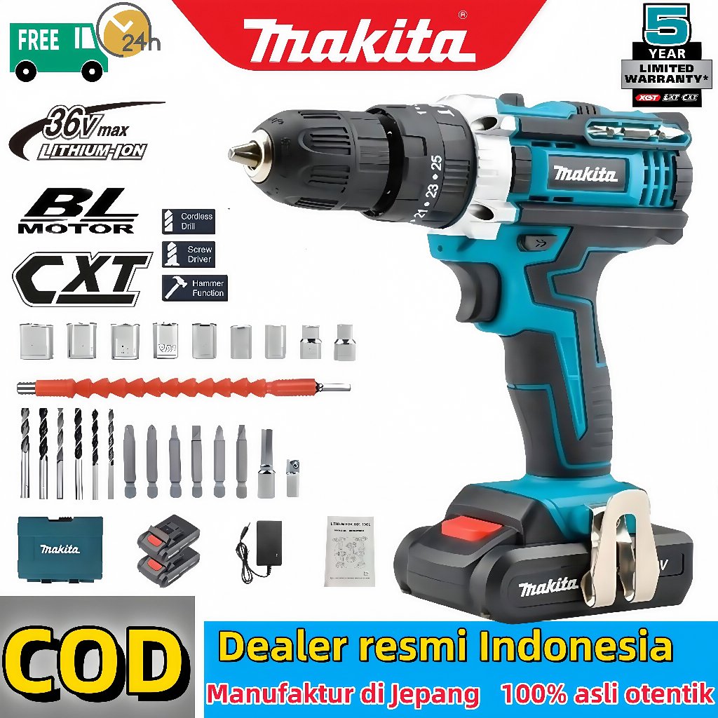 [Distributor resmi di Indonesia] bor tumbukan makita HP333D 36V, toko resmi makita bor tumbukan beto