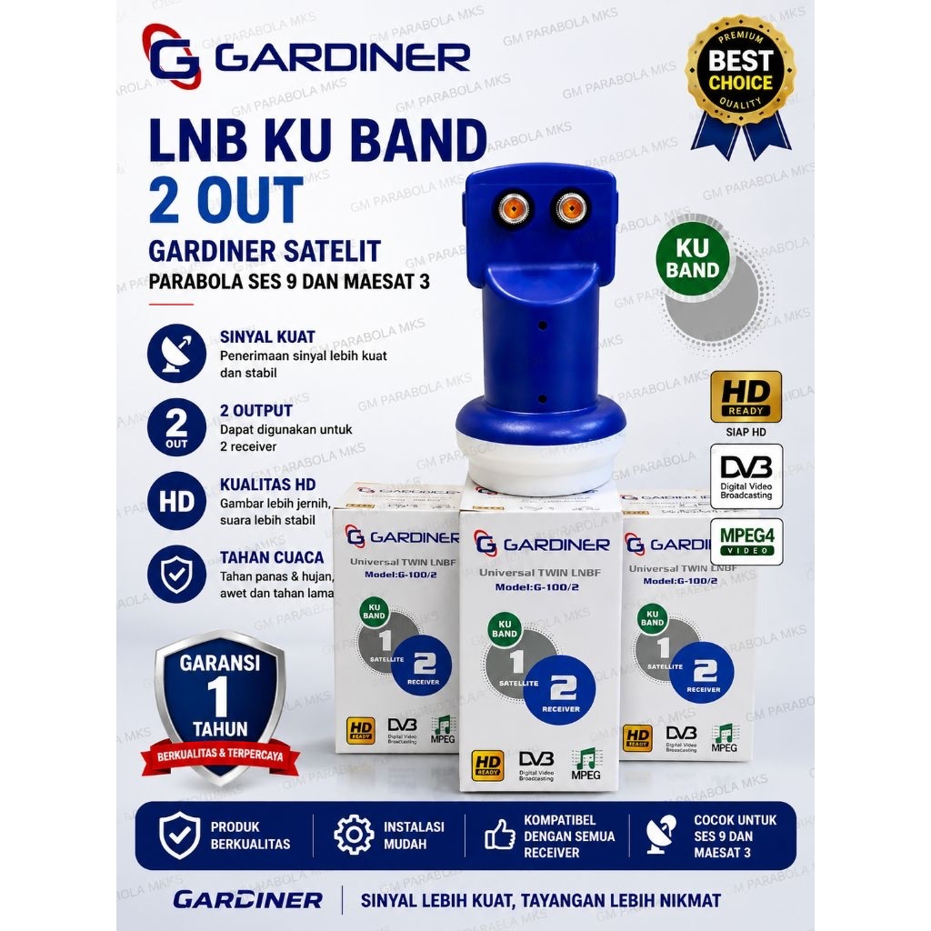 LNB KU BAND 2 OUT GARDINER SATELIT PARABOLA SES 9 DAN MAESAT 3
