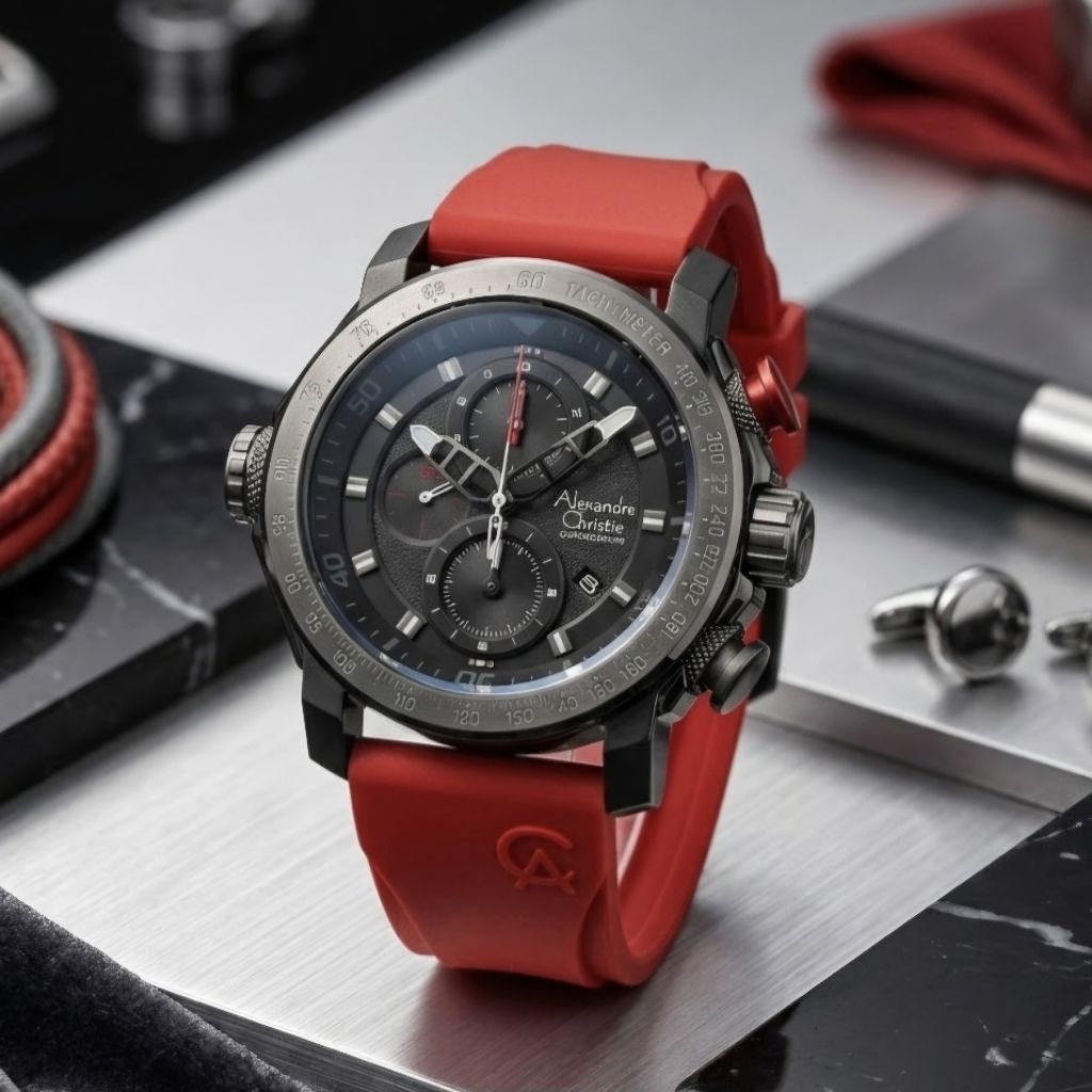 Alexandre Christie 6565 Black Red Pria Original