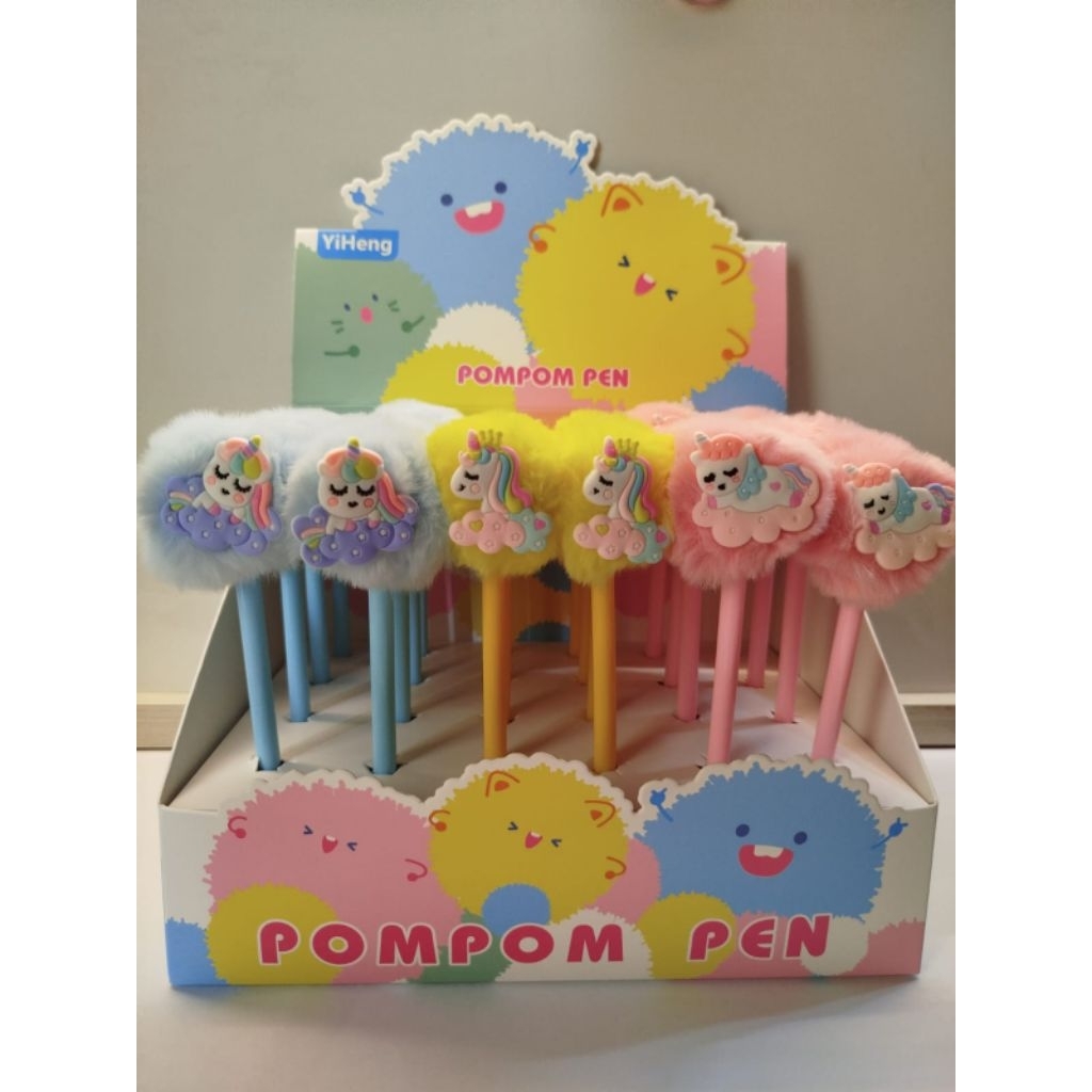 Pom Pom Pen 24Pcs / Pen Bulu Bulu / Pena Bulu Bulu Co